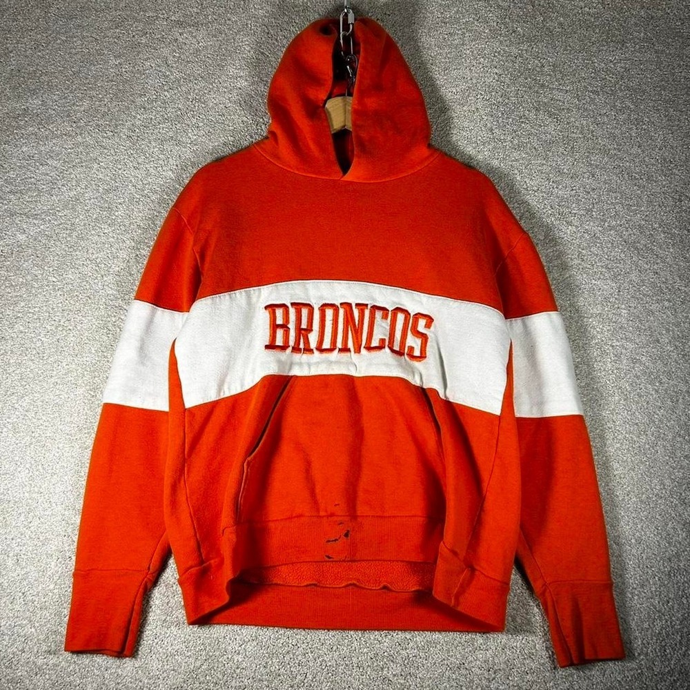 Vintage 80s Logo 7 Denver Broncos Orange nfl football hoodie Fits M